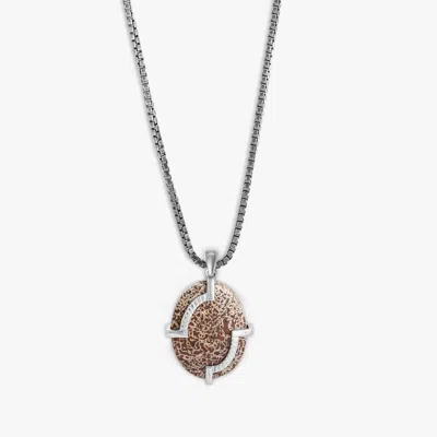Tateossian Brown Dinosaur Bone Necklace In Sterling Silver (limited Edition)