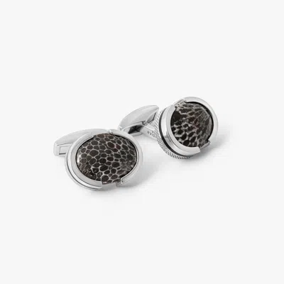 Tateossian Bryozoan Pebble Cufflinks In Sterling Silver