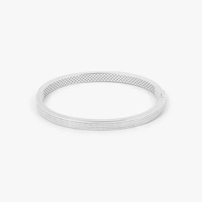 Tateossian Buckingham Rope Hinge Cuff Bangle In Rhodium Plated Silver - Xs