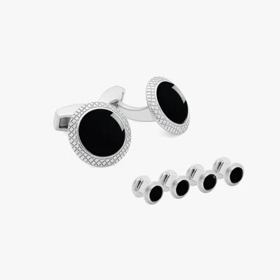 Tateossian Bullseye Cufflinks And Studs Set With Black Onyx