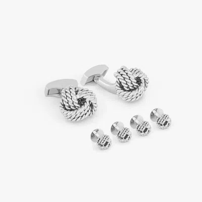 Tateossian Cable Knot Stud Set In Palladium Plated In Gray