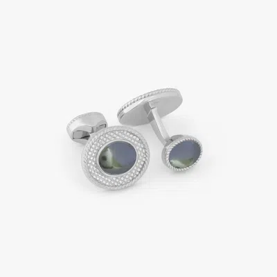Tateossian Cable Oval Cufflinks In Sterling Silver With Hematite