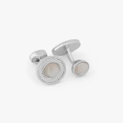 Tateossian Cable Oval Cufflinks In Sterling Silver With Moonstone In Metallic