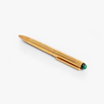 Tateossian Cabochon Ribbed Ip Gold Ballpoint Pen With Green Malachite