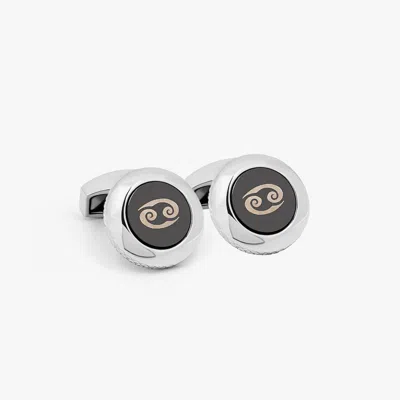 Tateossian Cancer Cufflinks With Rhodium Finish In Gray