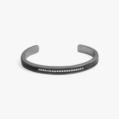 Tateossian Capri Silver Bangle With White Cubic Zirconia In Black