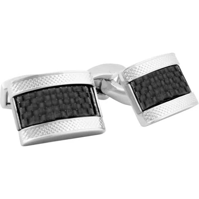 Tateossian Carbon Fiber Cuff Links In Rhodium/black