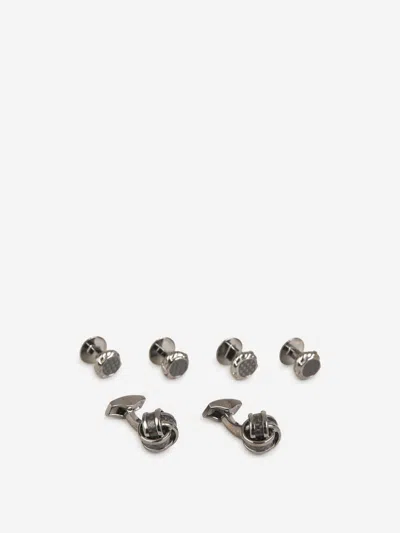 Tateossian Carbon Knot Cufflinks Sets In Overlay Knot With Carbon Fiber Details