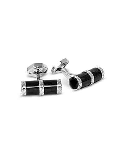 Tateossian Carbon Regalia Cylinder Cufflinks In Black