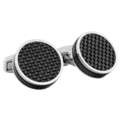 Pre-owned Tateossian Carbon Tablet Cufflinks With Black Carbon Fibre