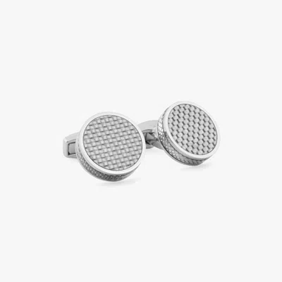 Tateossian Carbon Tablet Cufflinks With Palladium Plated & Grey Alutex