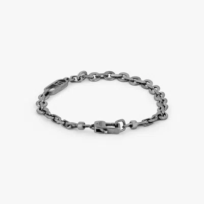 Tateossian Catena Signifier Rogato Rolo Chain Bracelet In Black Rhodium Silver With "t" Logo - Xl