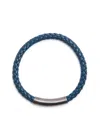 Tateossian Charles Woven Leather Bracelet In Blue
