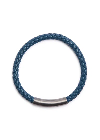 Tateossian Charles Woven Leather Bracelet In Blue