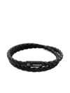 Tateossian Double Wrap Woven Bracelet In Black