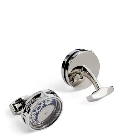 Tateossian Circle Gear Cufflinks In Silver