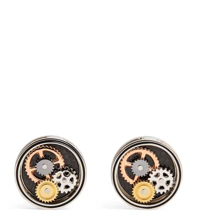 Tateossian Circle Gear Cufflinks In Silver
