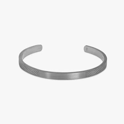 Tateossian Classic Bangle In Matte Black Rhodium Plated Silver- Engravable