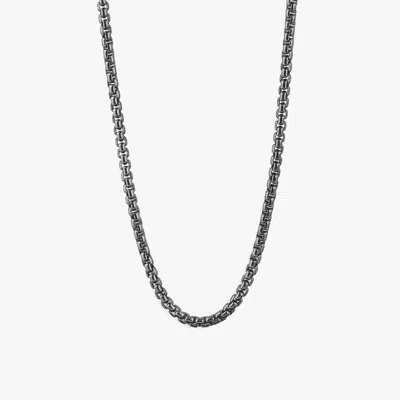 Tateossian Classic Box Chain Necklace In Black Rhodium Silver 4mm - Eco-friendly - Xs