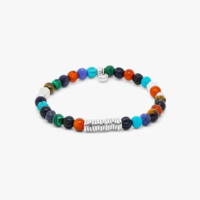 Tateossian Classic Discs Beaded Bracelet In Rhodium Plated With Multi Colour Stones - S