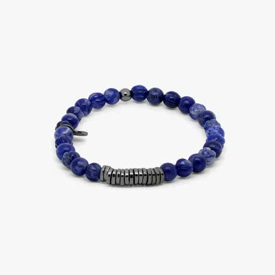 Tateossian Classic Discs Bracelet With Sodalite  And Black Rhodium Plated Silver - L In Blue
