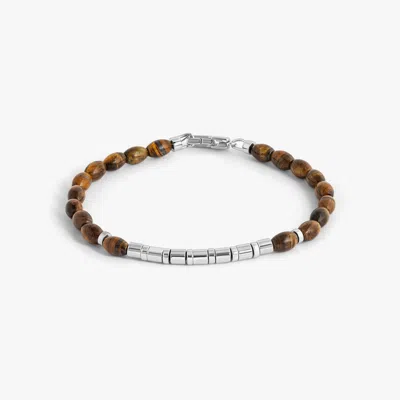 Tateossian Coffee Bamboo Bracelet In Tiger Eye - M