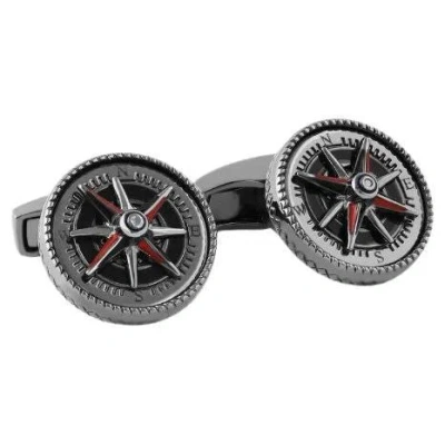 Pre-owned Tateossian Columbus Cufflinks With White Mother Of Pearl In Sterling Silver