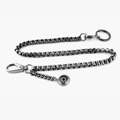 Tateossian Compass Trouser Chain With Gunmetal Plated Stainless Steel In Gray