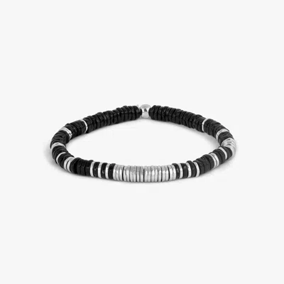Tateossian Constellation Beaded Bracelet In Rhodium Plated Sterling Silver With Black Agate - M