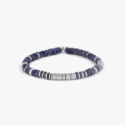 Tateossian Constellation Beaded Bracelet In Rhodium Plated Sterling Silver With Sodalite - L In Blue