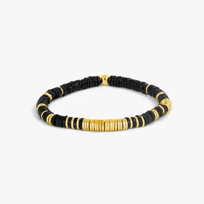 Tateossian Constellation Bracelet In Yellow Gold & Black Agate - Xs