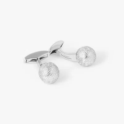 Tateossian Coral Sphere Cufflinks In Rhodium Plated Sterling Silver With Coral Texture
