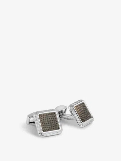 Tateossian Diamond Giza Square Cufflinks In Metallic