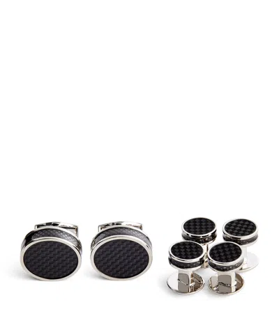 Tateossian Disc Cufflink Set In Black