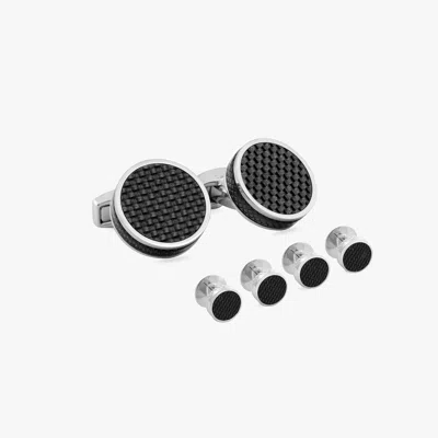 Tateossian Disc Stud Set In Black Palladium Plated