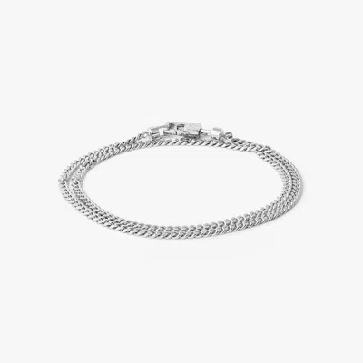 Tateossian Double Curb Chain Bracelet In Sterling Silver - M