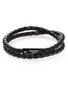 Tateossian Double Wrap Woven Bracelet In Black