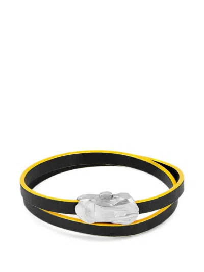 Tateossian Double-wrap Leather Bracelet In Black