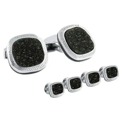 Pre-owned Tateossian Drusy Quartz Stud Set In Sterling Silver In Multi