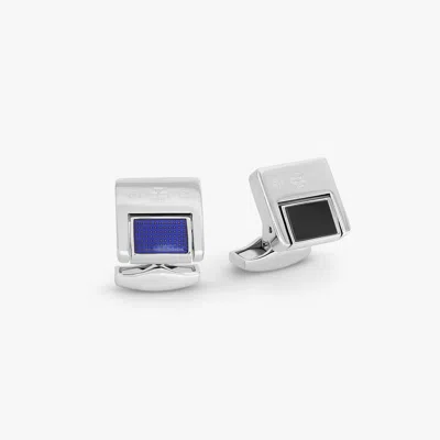 Tateossian Duo Switch Cufflinks In Onyx And Blue Enamel