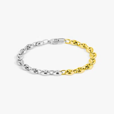 Tateossian Duo Tone Marine Link Chain Bracelet In Sterling Silver - M In Gold