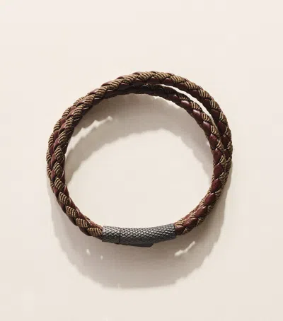 Tateossian Eco Leather Double-wrap Braided Bracelet In Brown