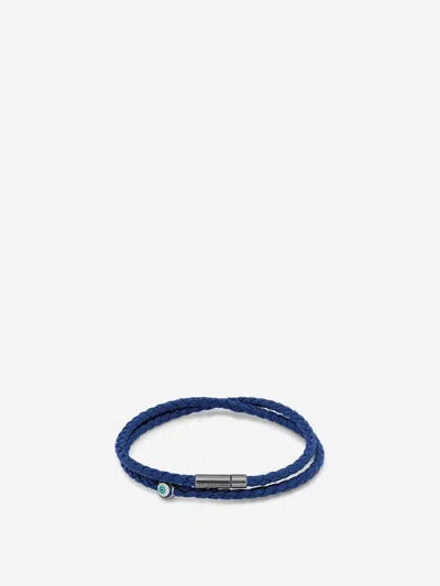 Tateossian Braided-leather Evil-eye Bracelet In Blue