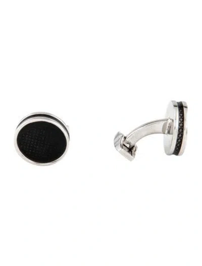 Pre-owned Tateossian Enamel Tablet Ice Cufflinks In Black