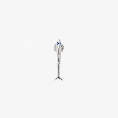 Tateossian Feng Shui Fish Brooch Pin In Rhodium-plated Sterling Silver