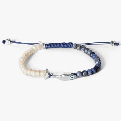 Tateossian Feng Shui Fish Macrame Bracelet With Fresh Water Pearl & Sodalite
