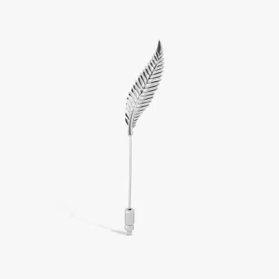 Tateossian Fern Leaf Lapel Pin In Palladium Plated In Silver
