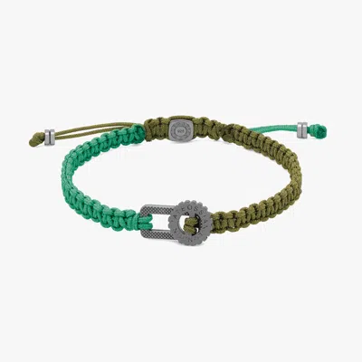 Tateossian Gear Primo Bracelet In Green Macramé With Sterling Silver - M