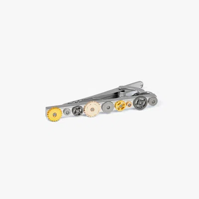 Tateossian Gear Tie Clip With Multicoloured Gears Palladium Plated In Metallic