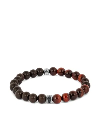 Tateossian Gear Trio Beaded Bracelet In Brown